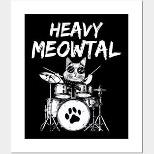 Heavy Meowtal Cat Metal Music Funny Pet Posters and Art